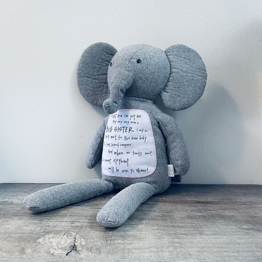 Mud Pie Big Sister Gray Elephant 18" Plush